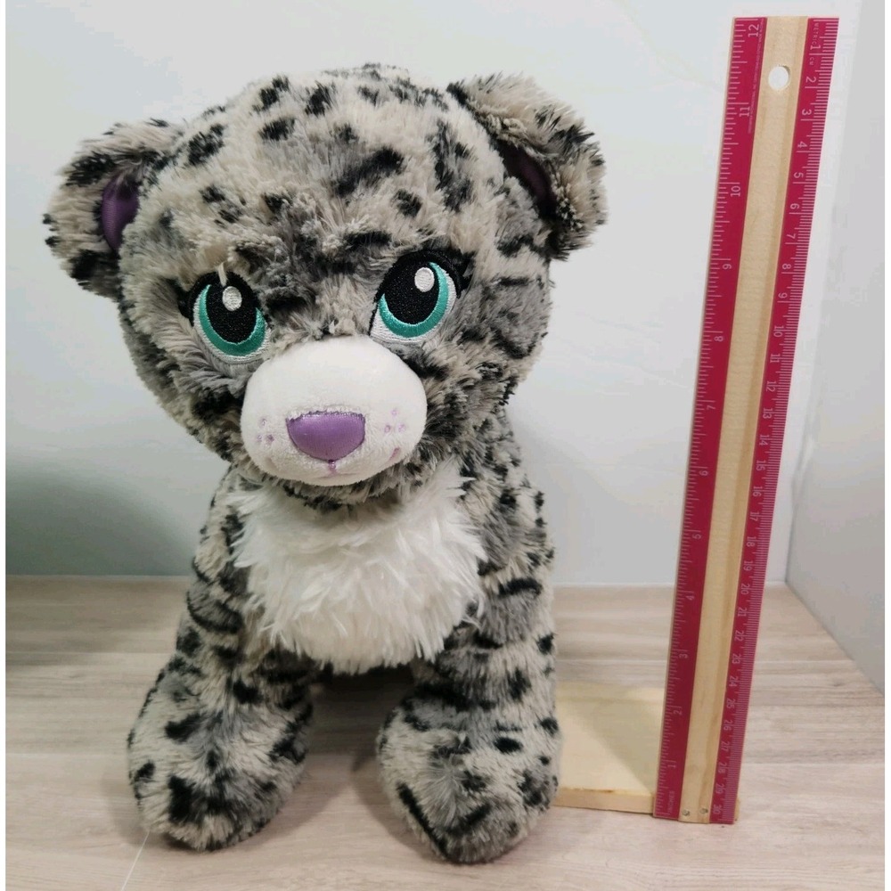 Build A Bear Snow Leopard Teal Eyes Purple Sparkle Plush Stuffed 12"